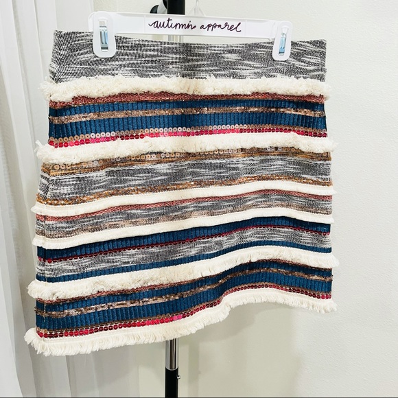 Anthropologie Moulinette Soeurs Erine Fringe Beaded Skirt - Picture 3 of 8